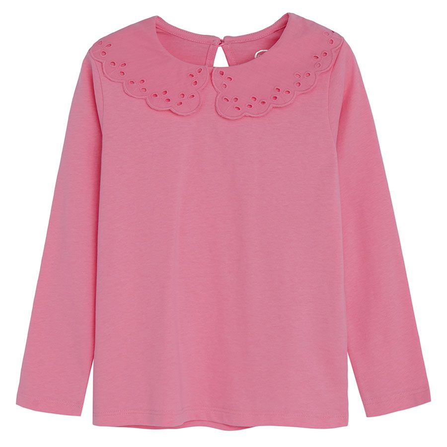 Pink long sleeve blouse with collar