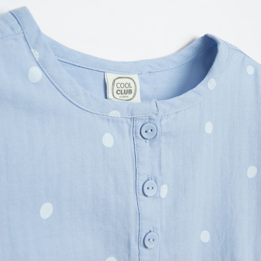 Blue and white polka dot blouse/shirt