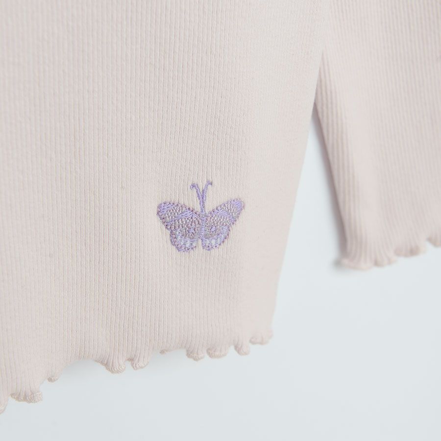Light purple long sleeve blouse with butterflies