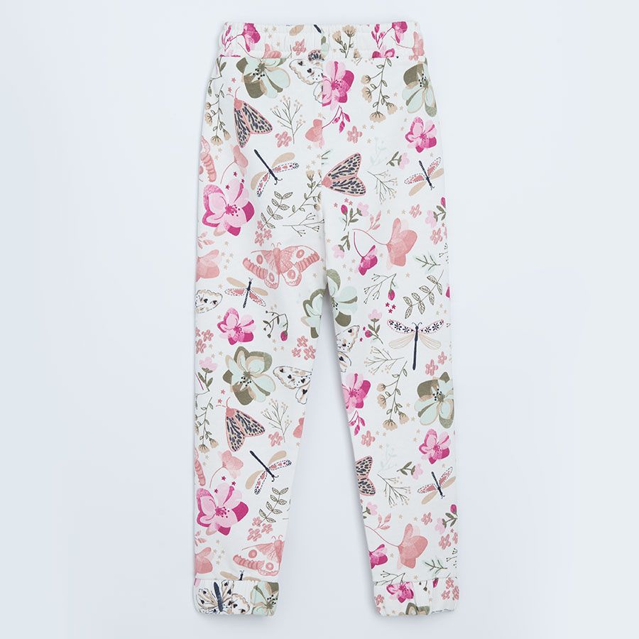 White floral jogging pants