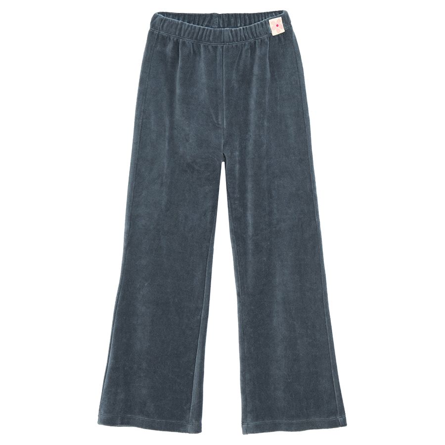Blue velvet wide leg jogging pants