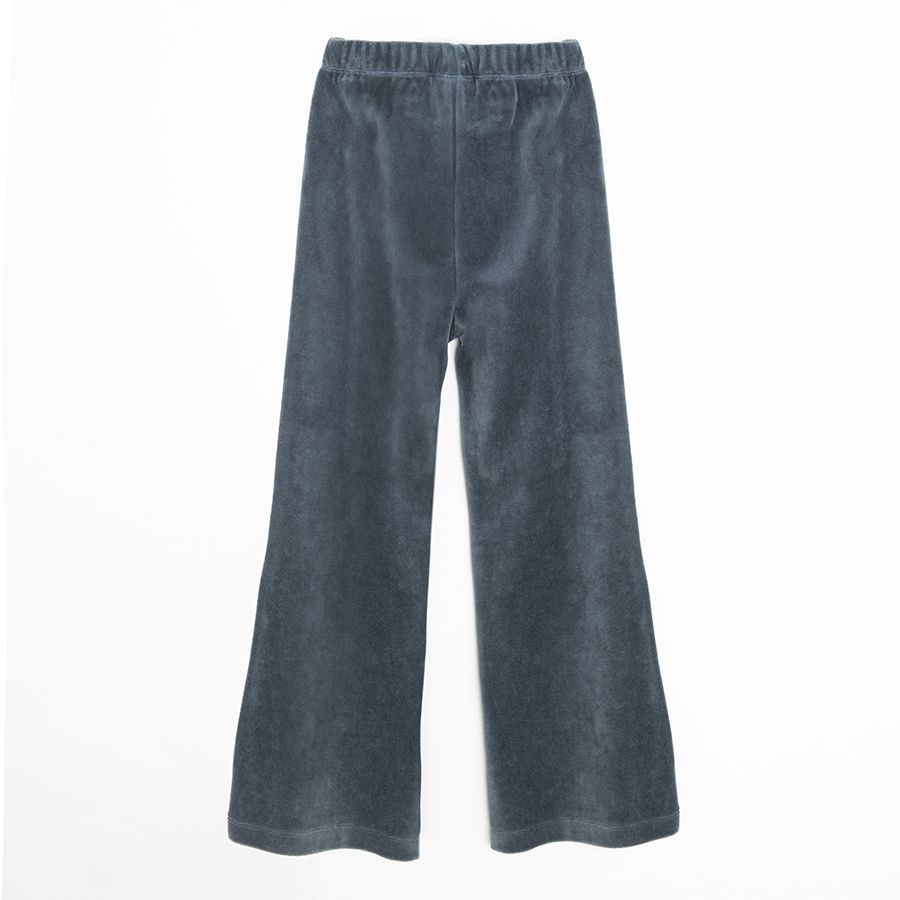 Blue velvet wide leg jogging pants