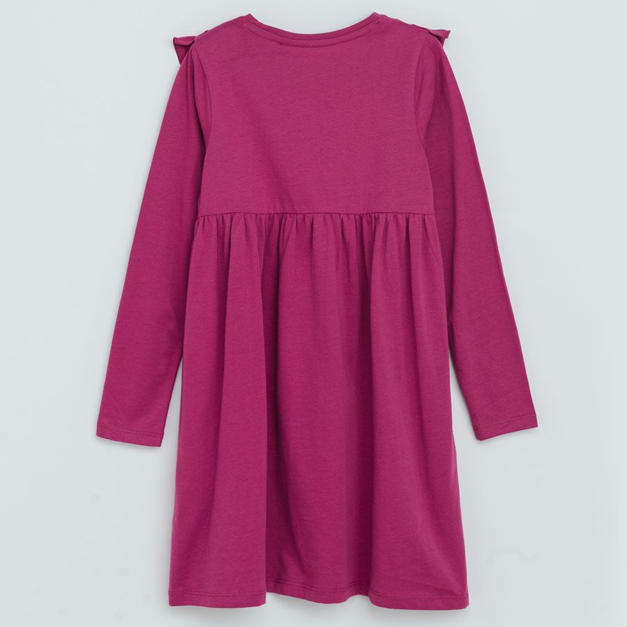 Pink long sleeve dress with embroidered top