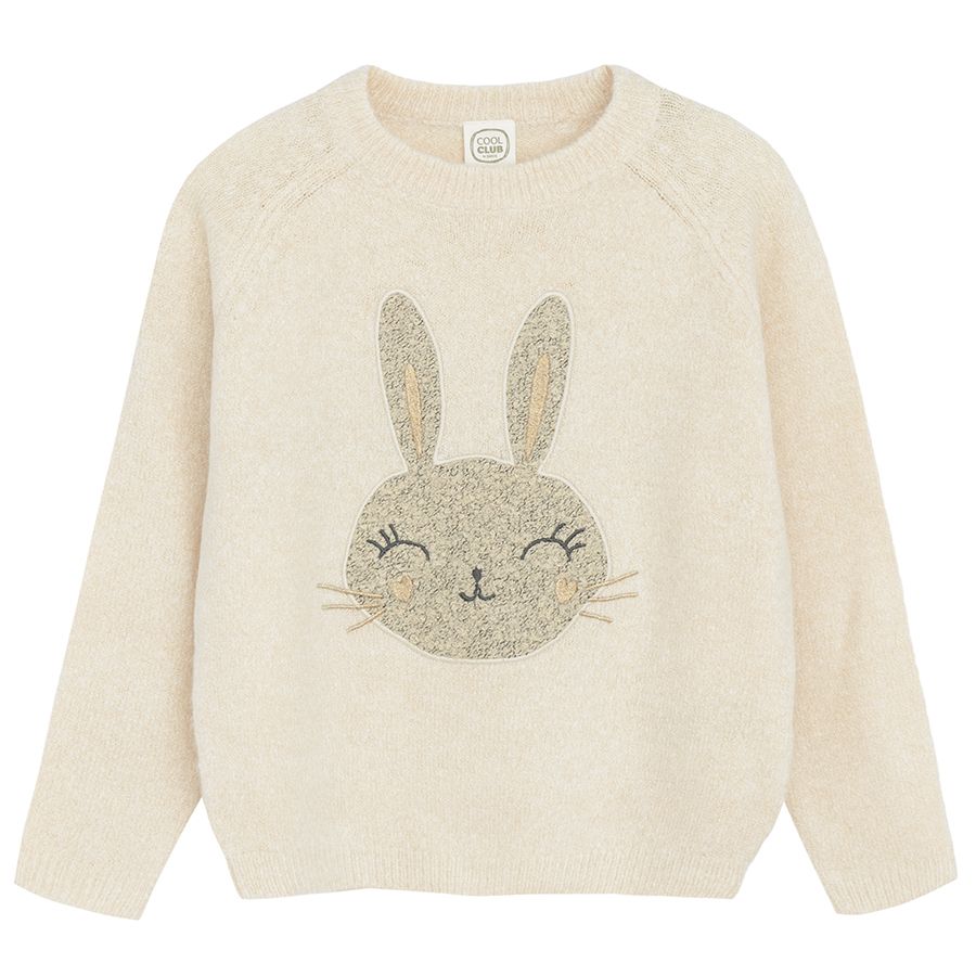 Ecru sweater with bunny print