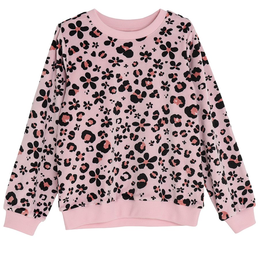 Pink  sweatshirt with flowers print