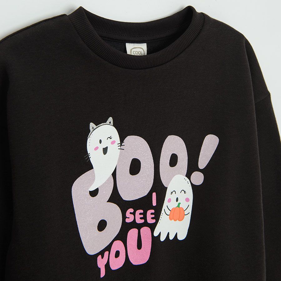 Halloween black sweatshirt with ghost print