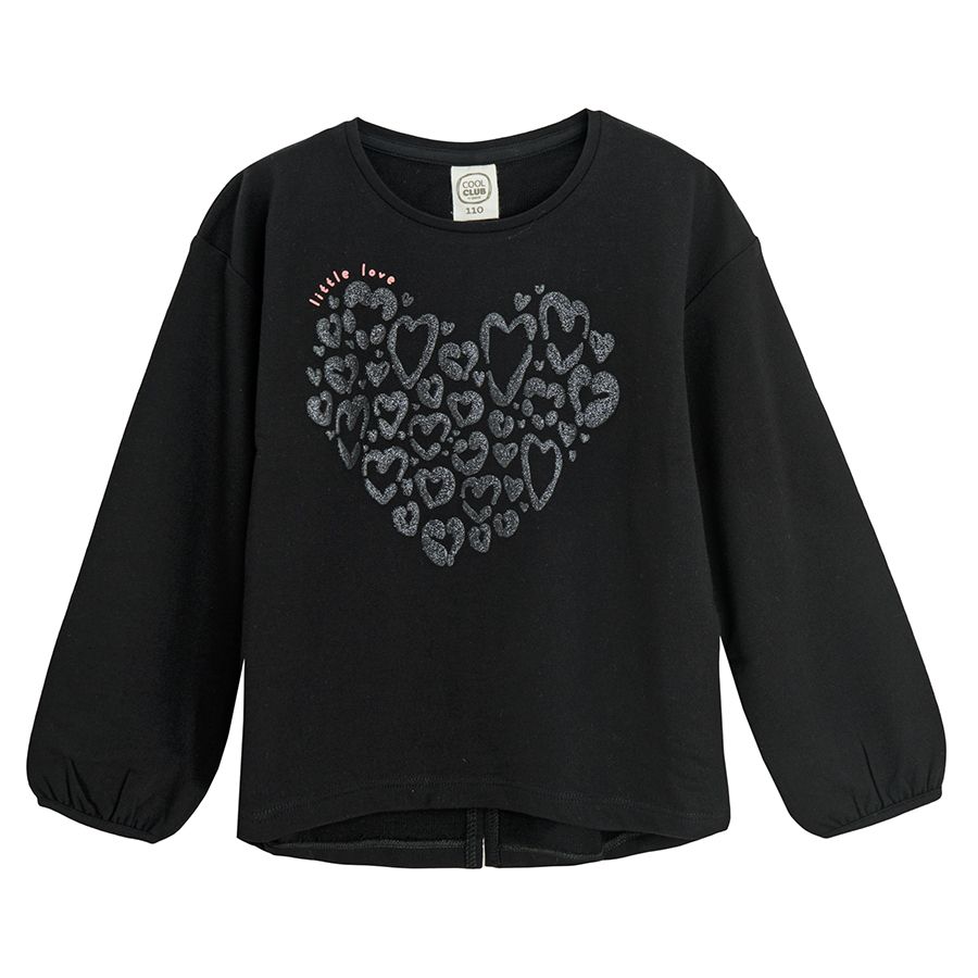 Black sweatshirt with heart print