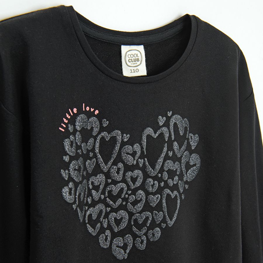 Black sweatshirt with heart print