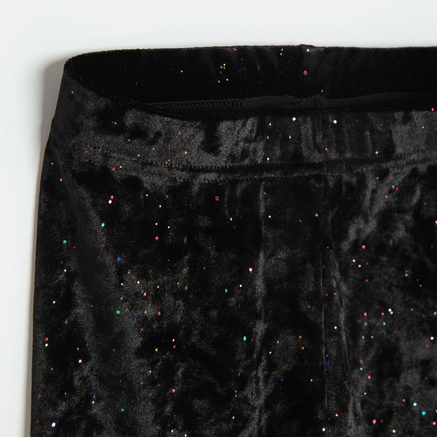 Black jeggings with confetti print