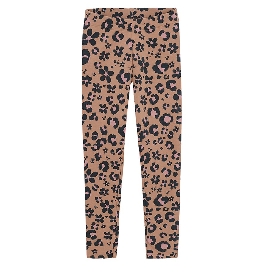 Pink and brown leggings with animal print- 2 pack