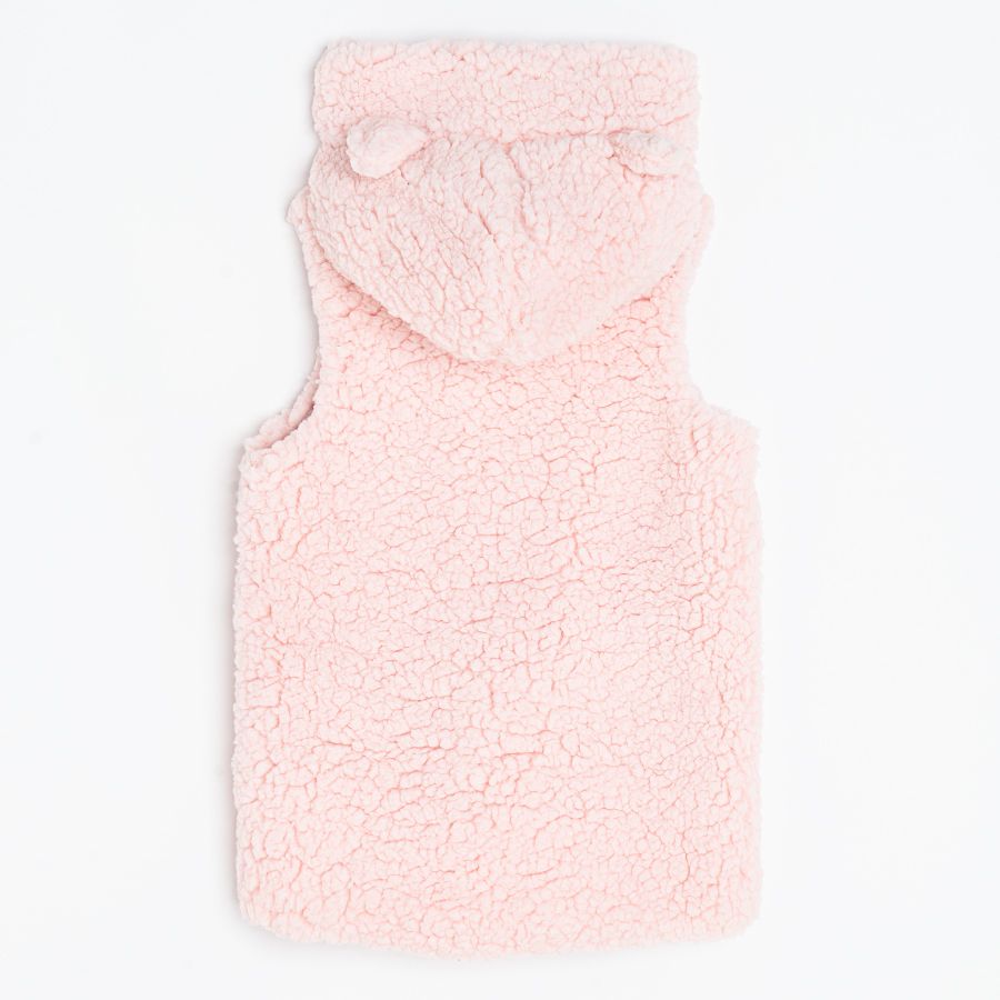 Pink hooded zip through hooded vest with floral lining