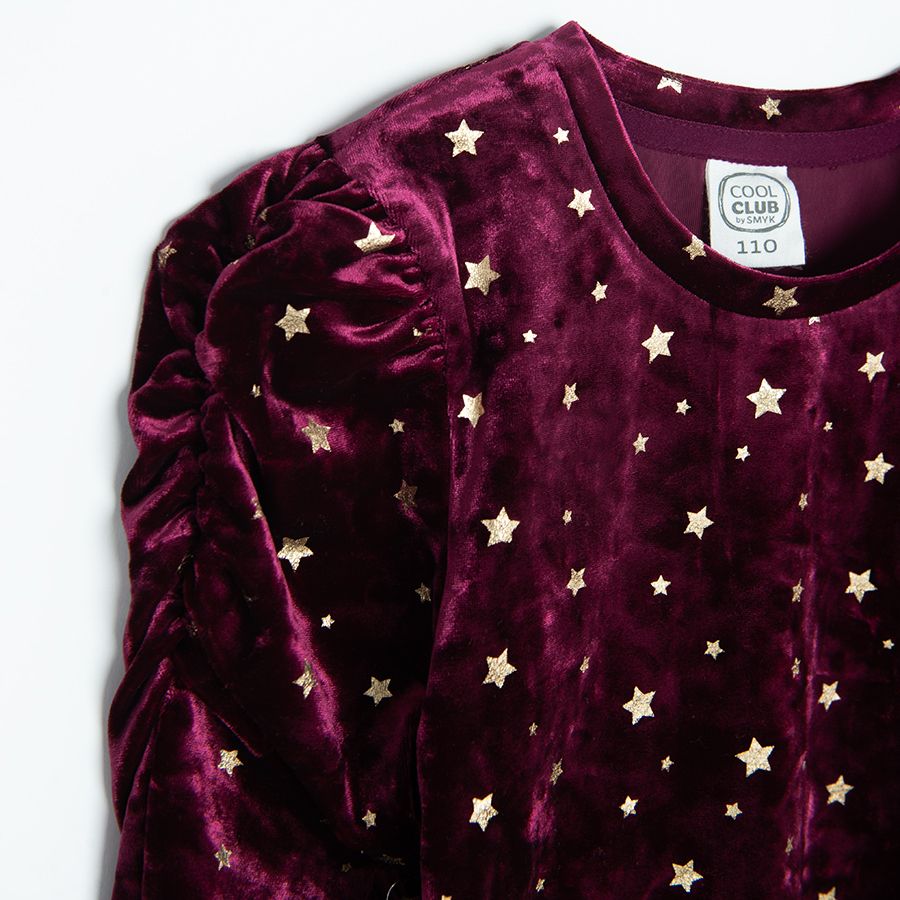 Purple long sleeve blouse with gold stars
