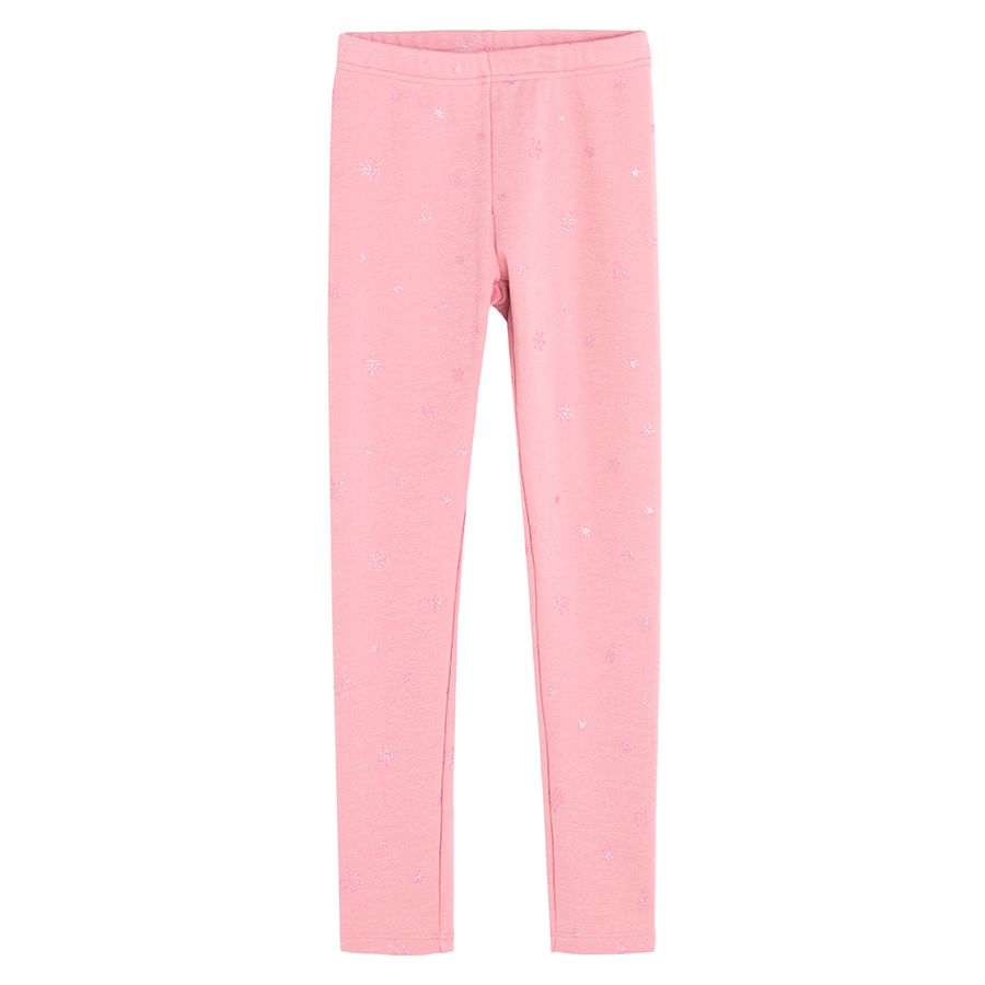 Dusty pink jeggings with small snowflakes print