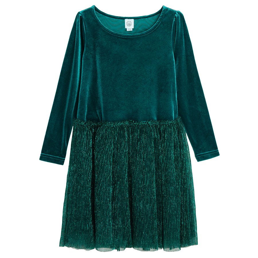 Φόρεμα γιορτινό μακρυμάνικο πράσινο από βελούδο