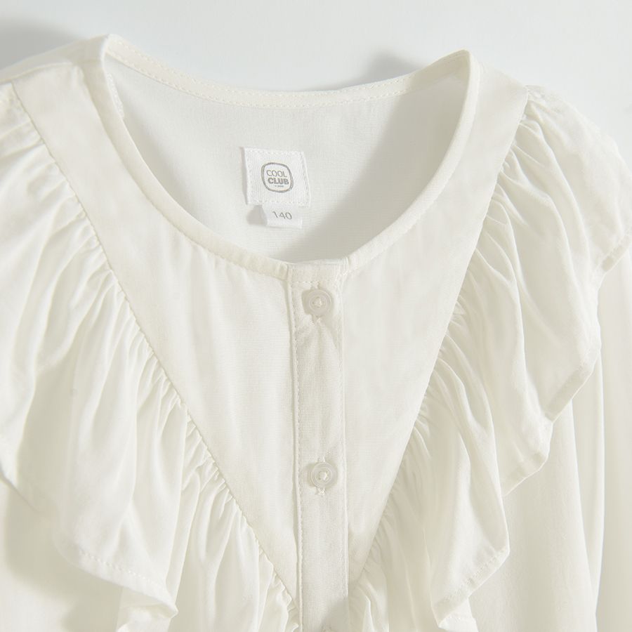 White long sleeve shirt with raffles