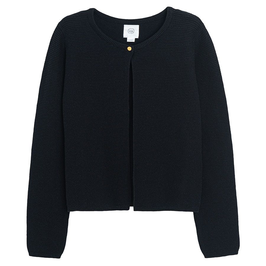 Black cardigan with one gold button