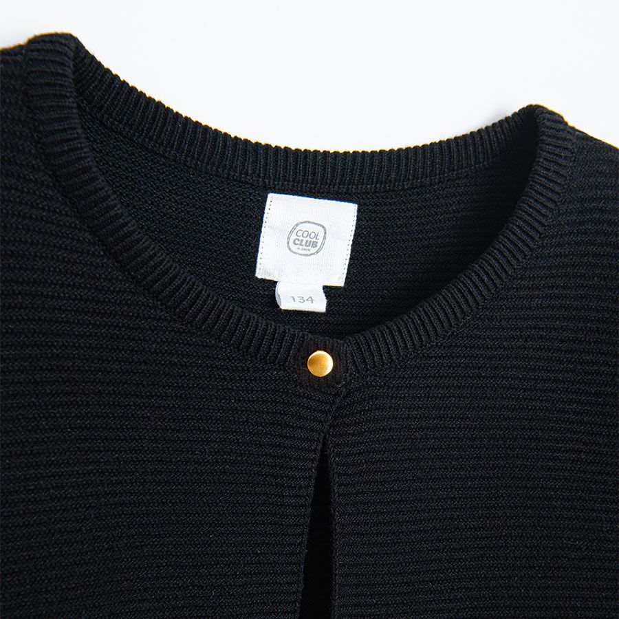 Black cardigan with one gold button