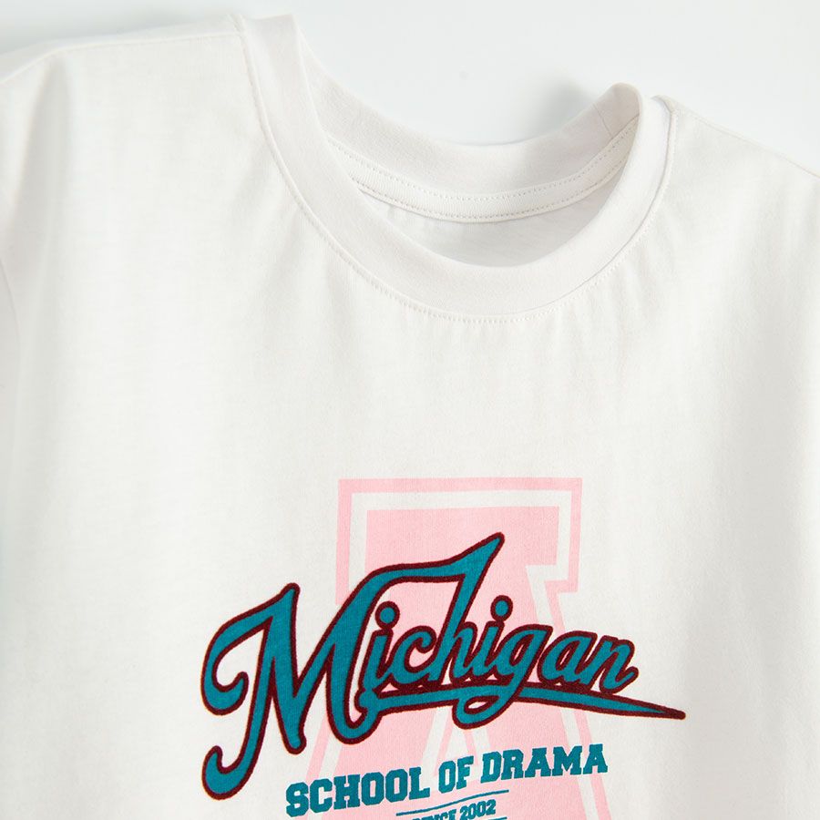 Μπλούζα κοντομάνικη λευκή με στάμπα MICHIGAN