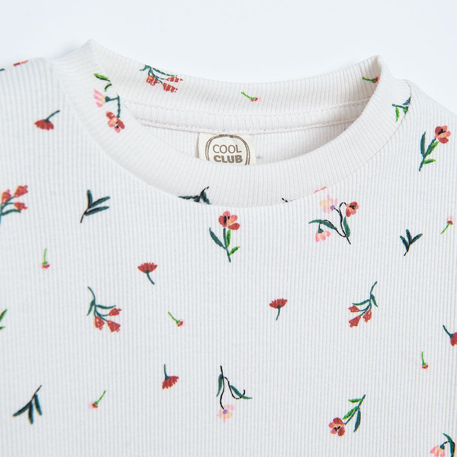 White long sleeve blouse with small flower print