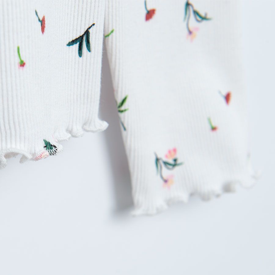 White long sleeve blouse with small flower print