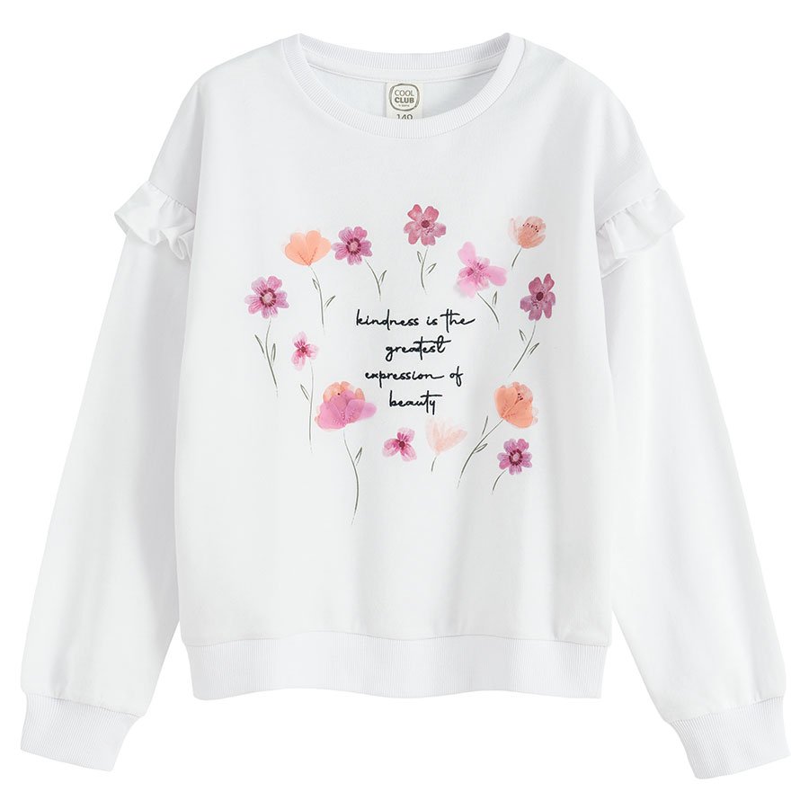 White sweatshirt with flower prints