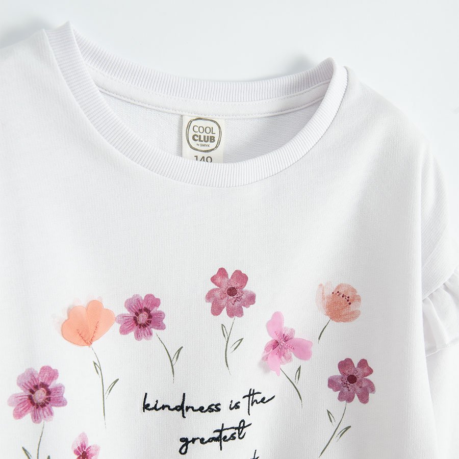 White sweatshirt with flower prints