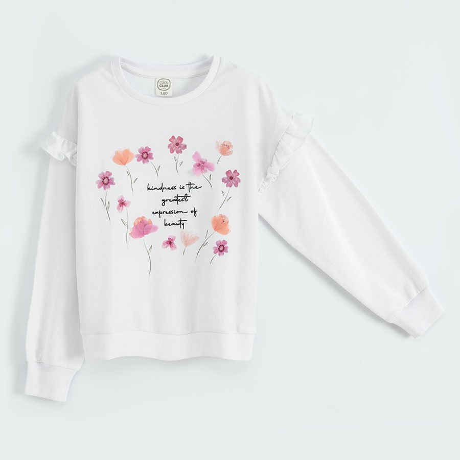 White sweatshirt with flower prints