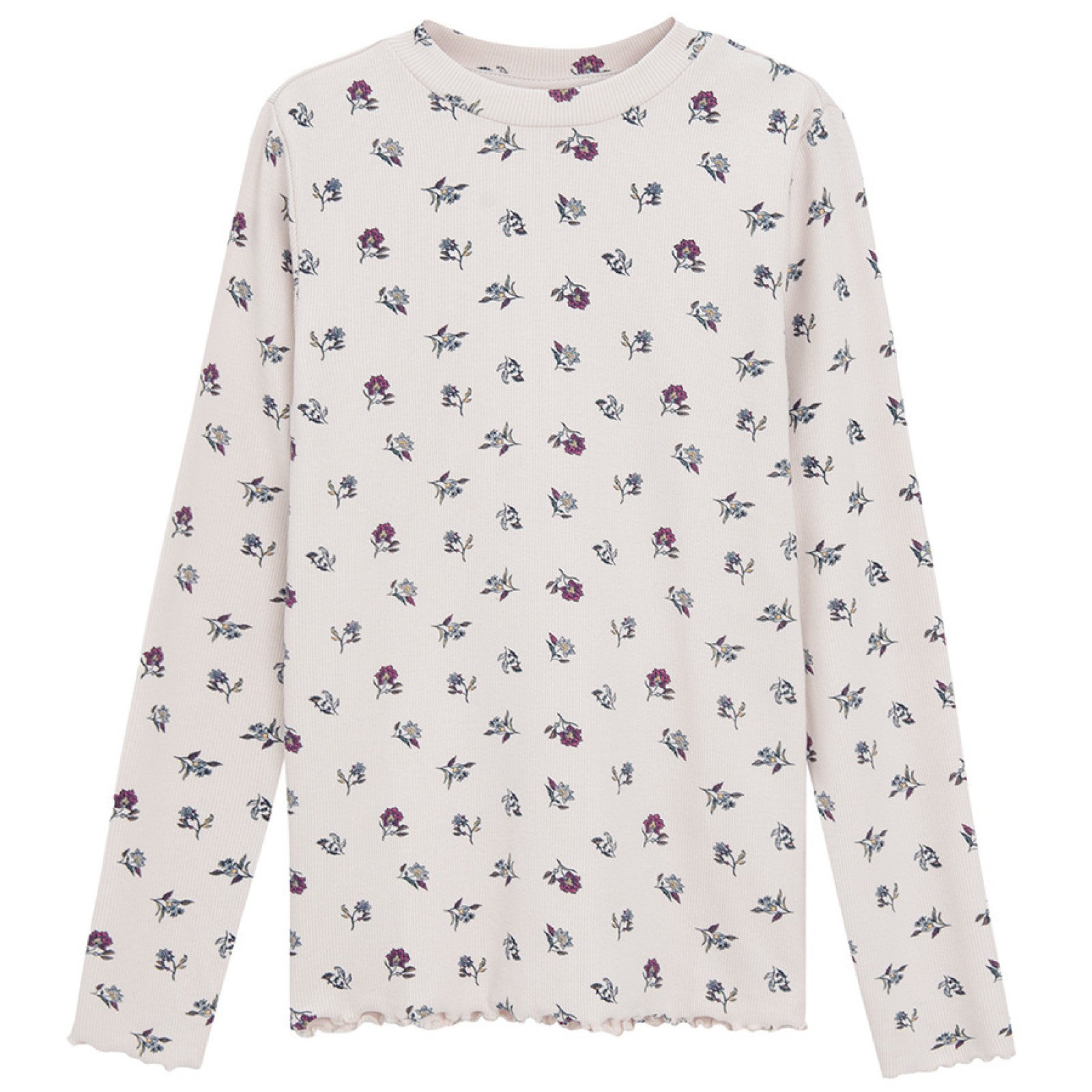 Pink with flowers print long sleeve blouse