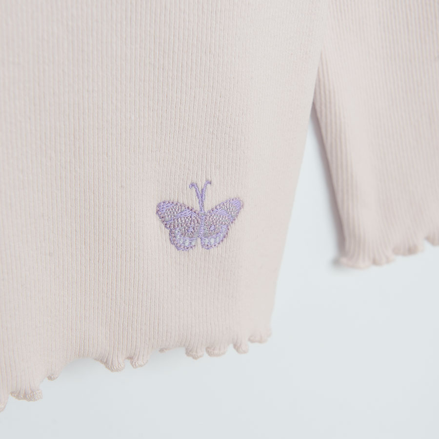 Pink long sleeve blouse with butterflies print