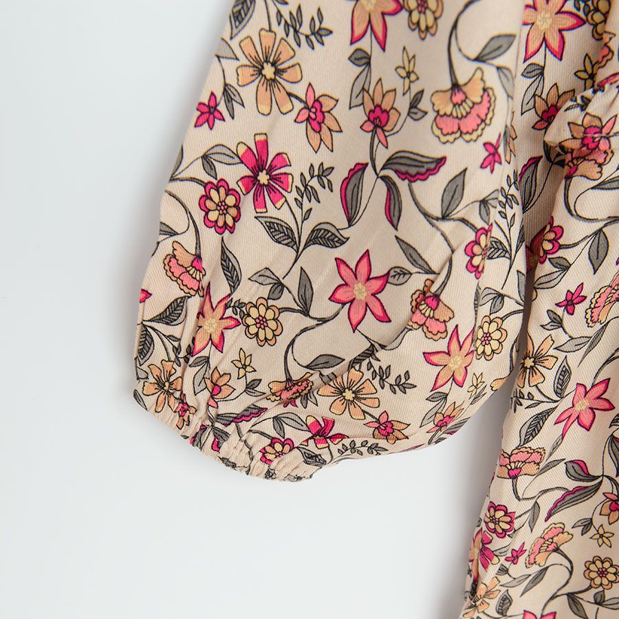 Ecru floral long sleeve dress