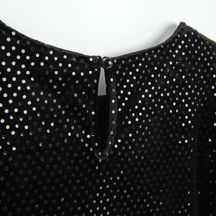 Black with strass velvet short sleeve dress