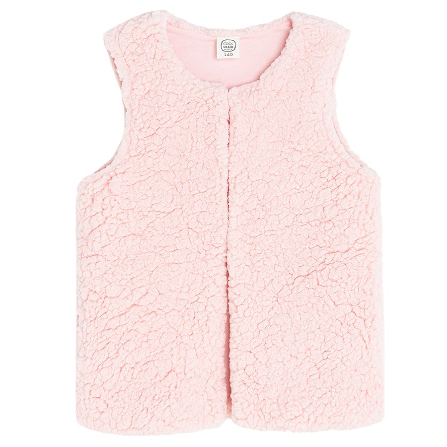 Pink zip trhough fleece vest