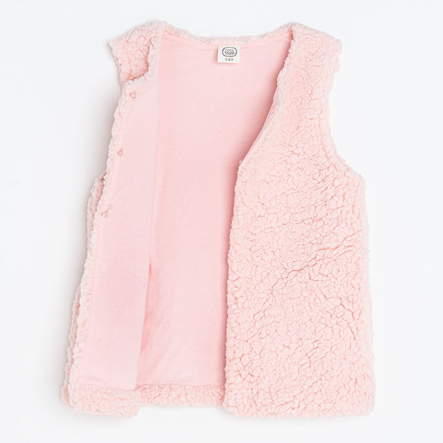 Pink zip trhough fleece vest