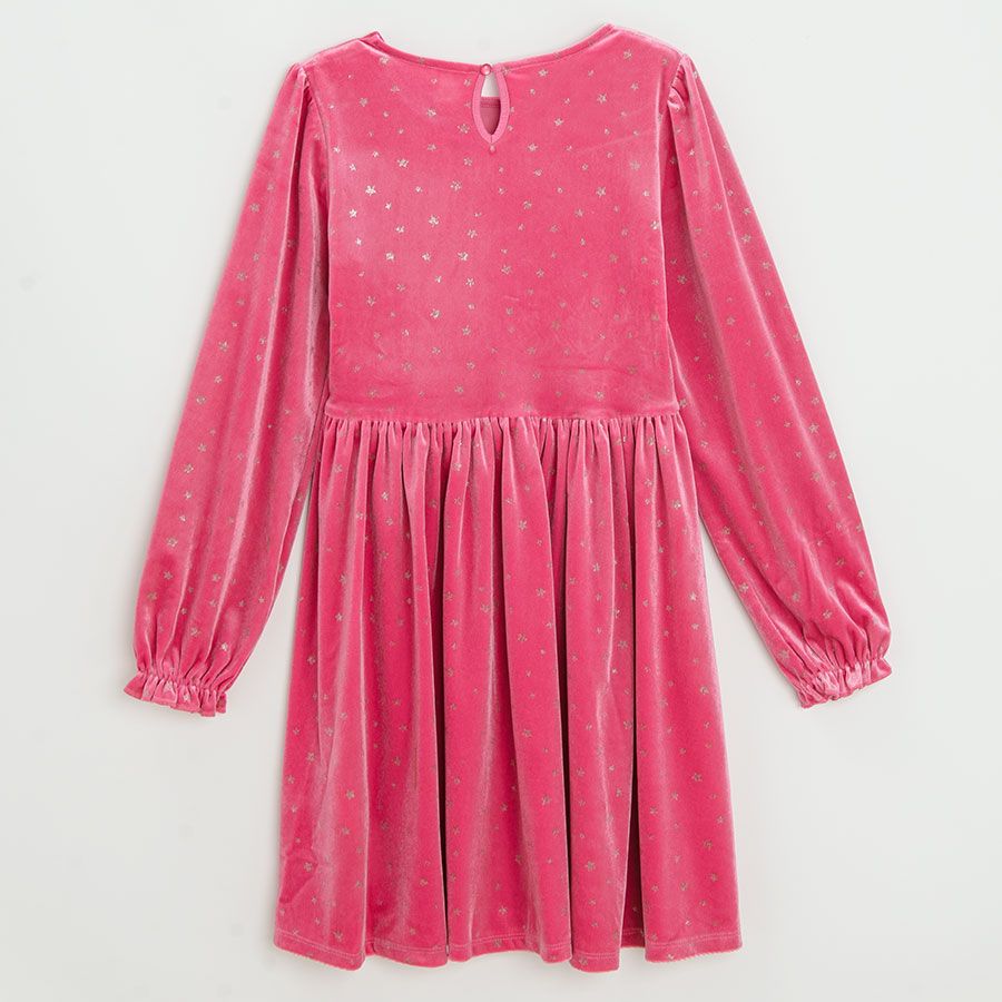 Pink long sleeve polka dress