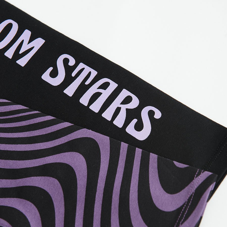 Grey with WE COME FROM STARS print and maze print leggings- 2 pack