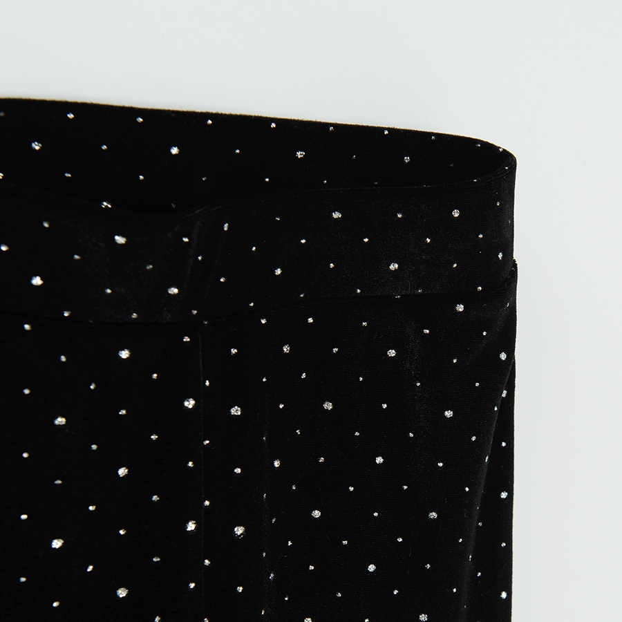 Black wide leg jeggings with sparkle confetti print