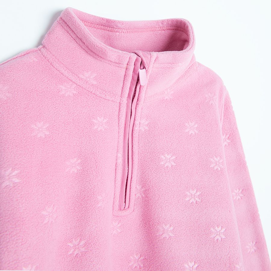 Μπλούζα μακρυμάνικη fleece ροζ με στάμπα νιφάδες