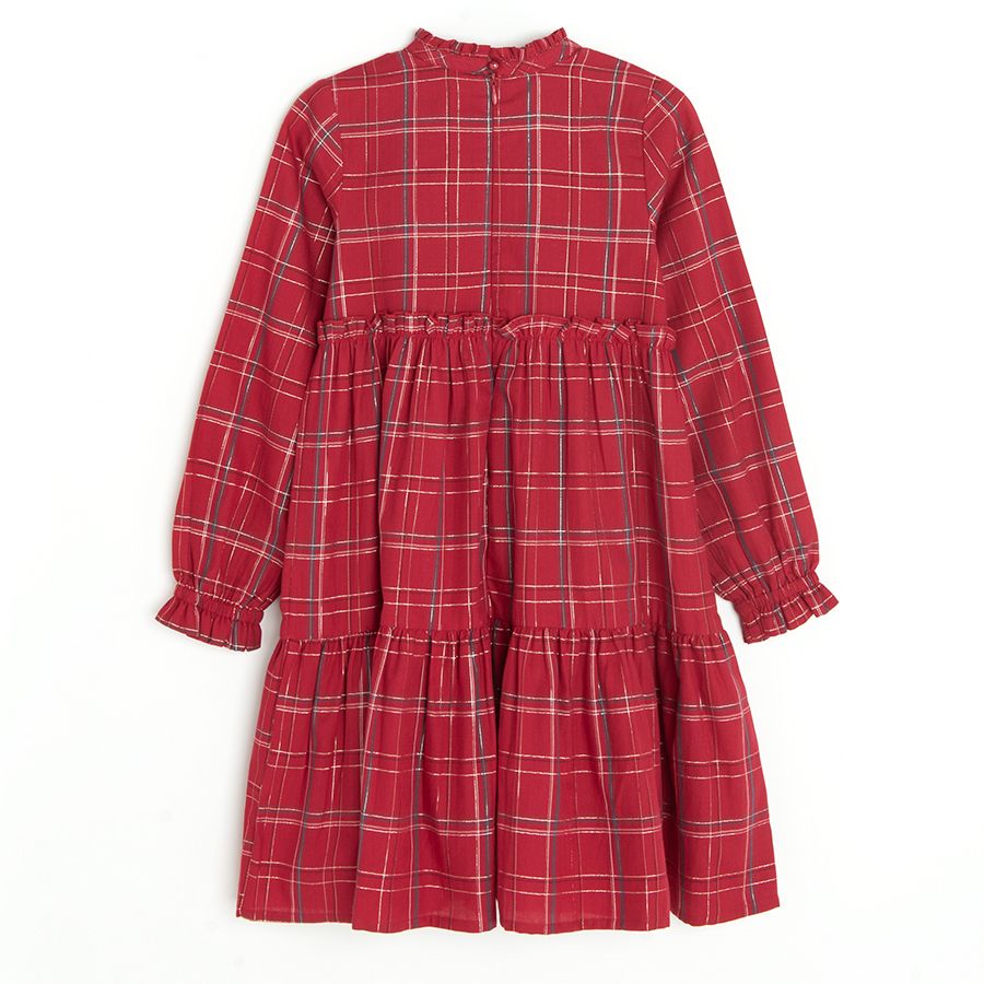 Red checked long sleeve dress