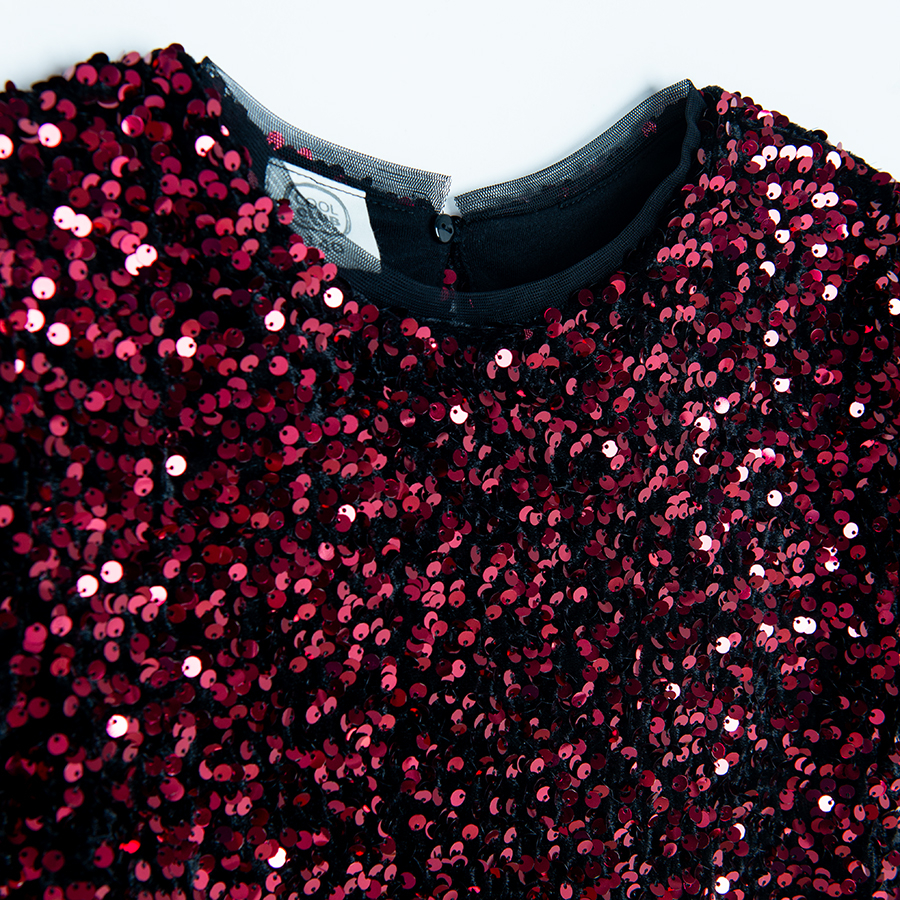 Red sequin short sleeve dress