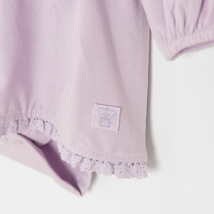 Purple dress bodysuit, mint floral leggings and matching headband- 3 pieces