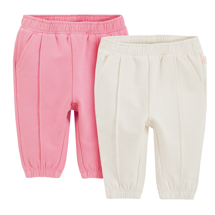 White and pink sweatpants- 2 pack