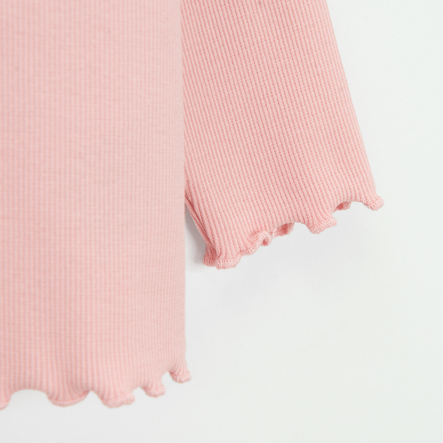 Dusty pink long sleeve blouse with small apple print
