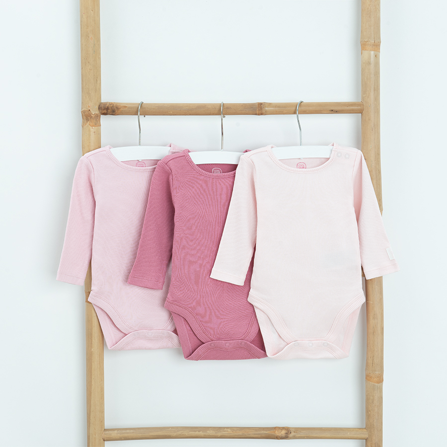 Long sleeved bodysuits in 3 shades of pink- 3 pack