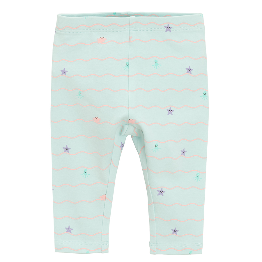 Light turquoise leggins with sea world print