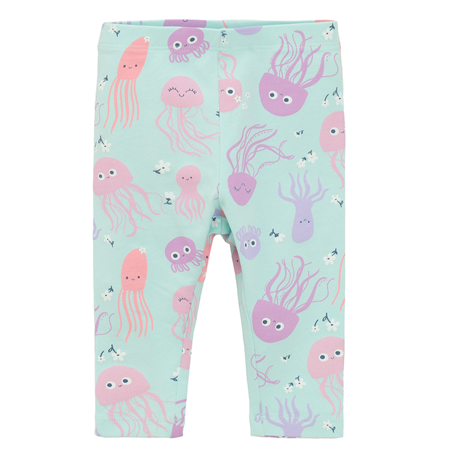 Turquoise leggings with sea world print