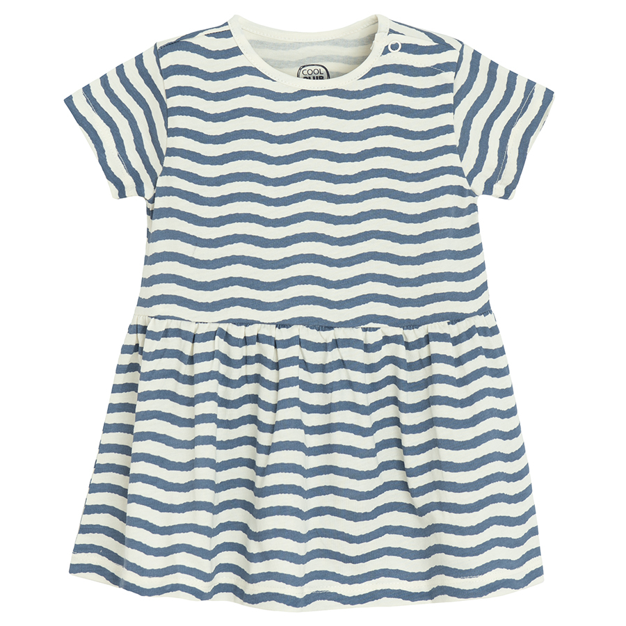 Coral and striped long sleeve dresses- 2 pack