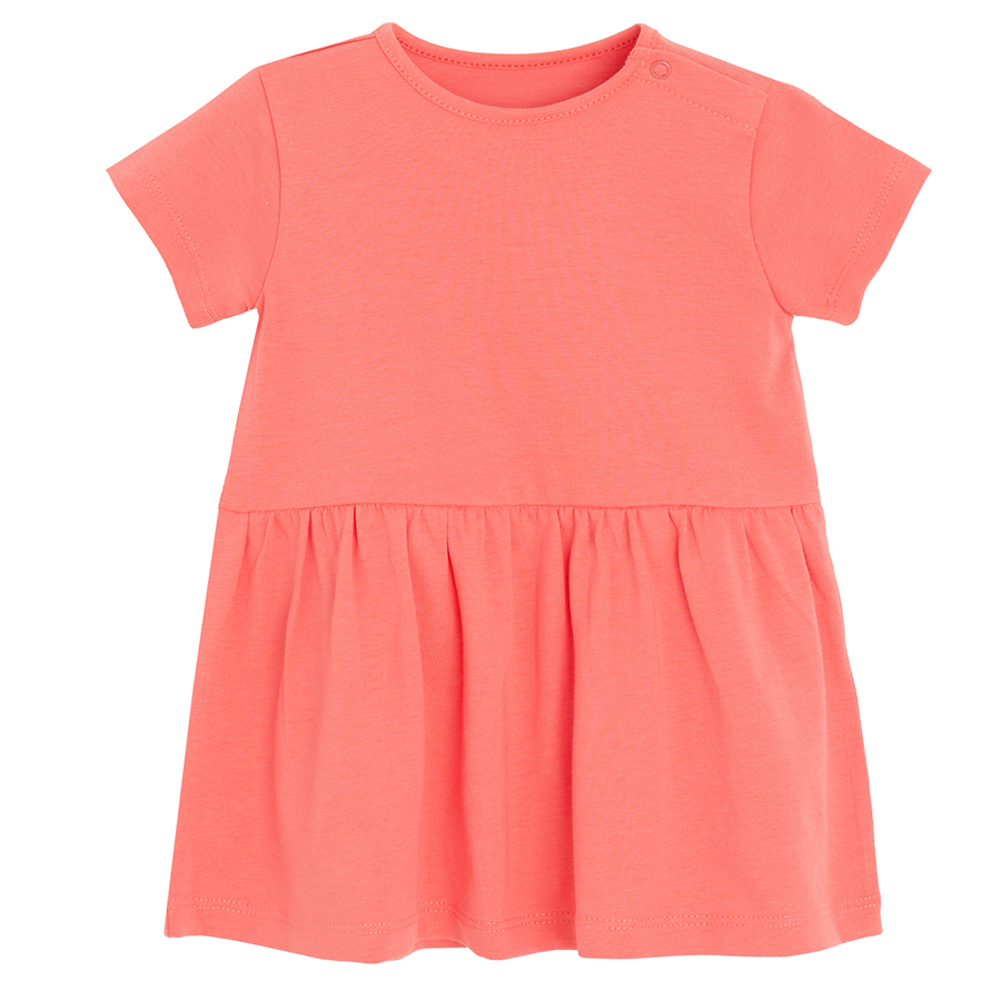 Coral and striped long sleeve dresses- 2 pack