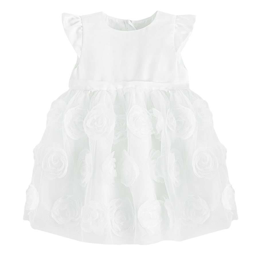 White short sleeve party dress with tulle skirt