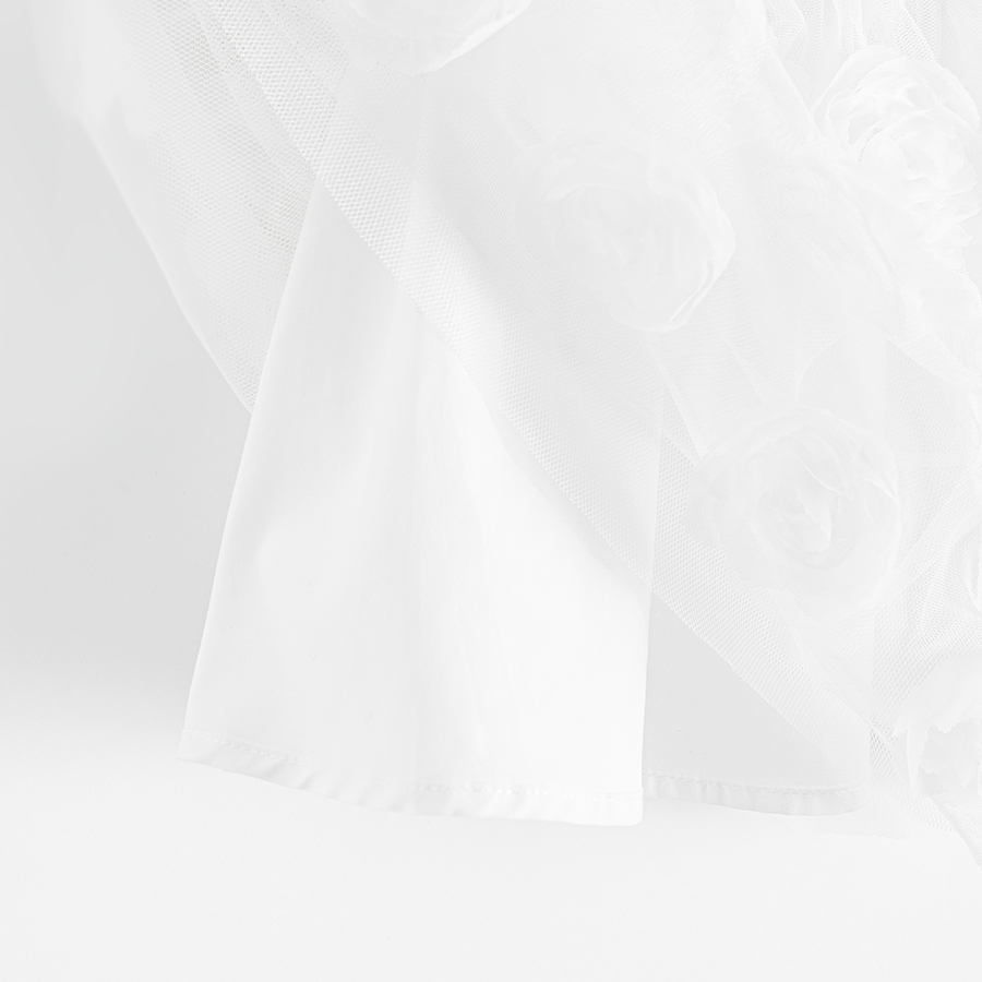 White short sleeve party dress with tulle skirt