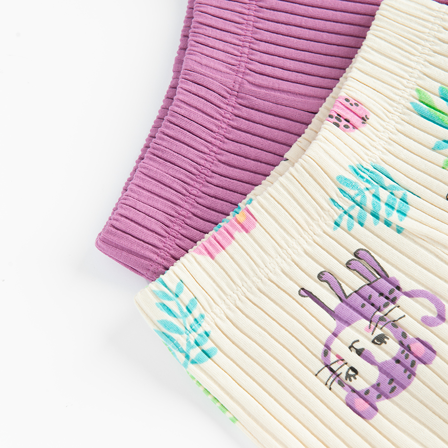 Purple and cream with baby monkeys and cheetas print- 2 pack